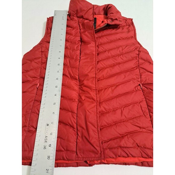 Talbots Petite Small Quilted Puffer Vest Duck Down Fill Red Zip Pockets Jacket - Picture 8 of 9